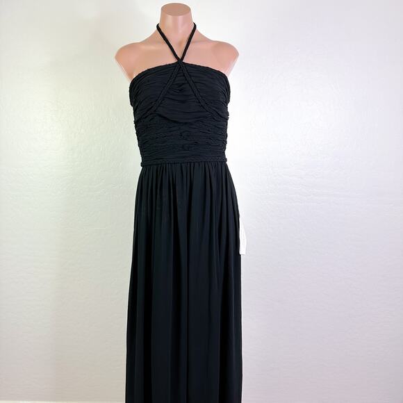 Dress The Population Aura Chiffon Halter Maxi Dress Evening Date Black M NWT - Picture 13 of 13